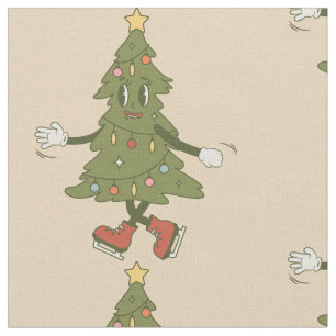 vintage groovy christmas tree 1960s fabric
