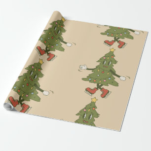 vintage groovy christmas tree 1960s wrapping paper