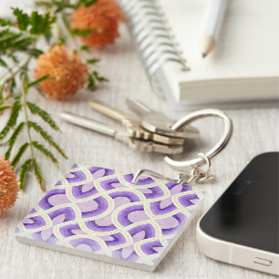 Vintage Groovy Design In Lilac Amethyst Orchid Key Ring
