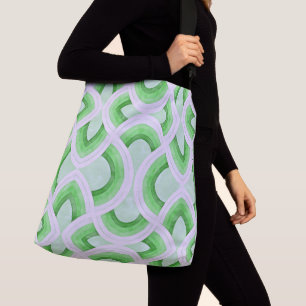 Vintage Groovy Rainbow Design In Mint and Green Crossbody Bag