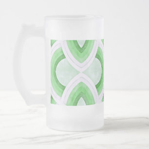 Vintage Groovy Rainbow Design In Mint and Green Frosted Glass Beer Mug