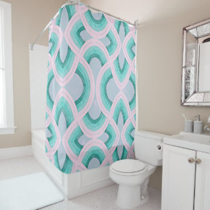 Vintage Groovy Rainbow Pattern In Aqua Shower Curtain