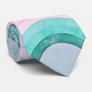 Vintage Groovy Rainbow Pattern In Aqua Tie