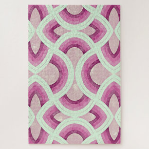 Vintage Groovy Rainbow Pattern In Mulberry Jigsaw Puzzle