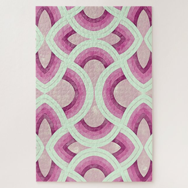 Vintage Groovy Rainbow Pattern In Mulberry Jigsaw Puzzle (Vertical)