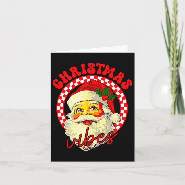 Vintage Groovy Santa Claus Christmas Vibes 1  Card (Front)