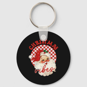 Vintage Groovy Santa Claus Christmas Vibes Kids G Key Ring