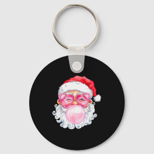 Vintage Groovy Santa Claus Christmas Vibes Womens Key Ring