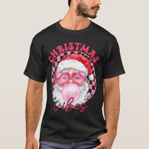 Vintage Groovy Santa Claus Christmas Vibes Womens T-Shirt