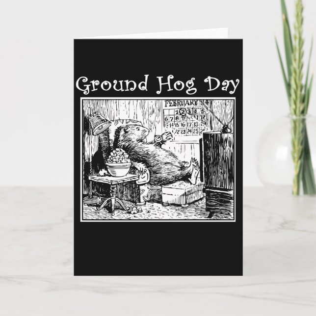 Vintage Groundhog day Black white illustration Card (Front)
