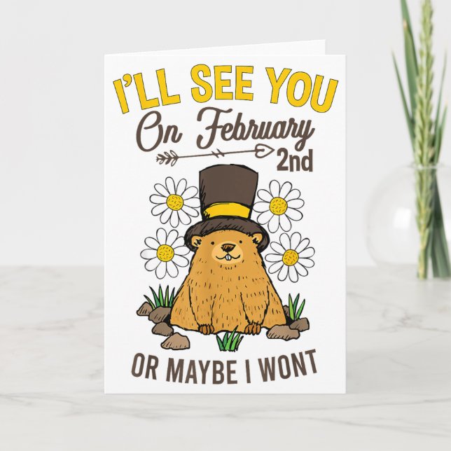 Vintage Groundhog Day February 2nd Celebration  Card (Front)