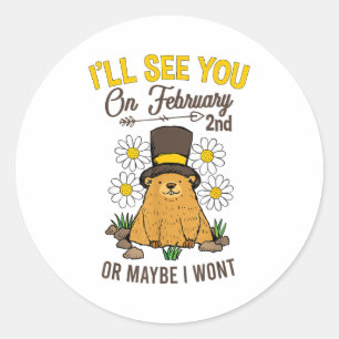 Vintage Groundhog Day February 2nd Celebration Classic Round Sticker