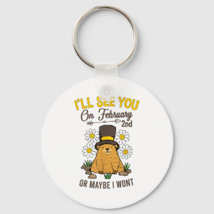 Vintage Groundhog Day February 2nd Celebration Key Ring