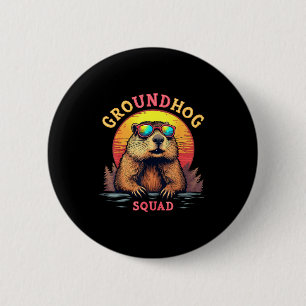 Vintage Groundhog Day Squad Trendy Punxsutawney Gr 6 Cm Round Badge