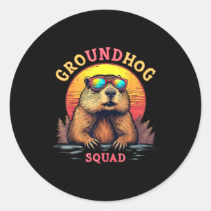 Vintage Groundhog Day Squad Trendy Punxsutawney Gr Classic Round Sticker