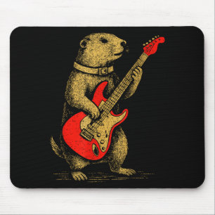 Vintage Groundhog Playing Guitar Funny Music Roden Mouse Mat