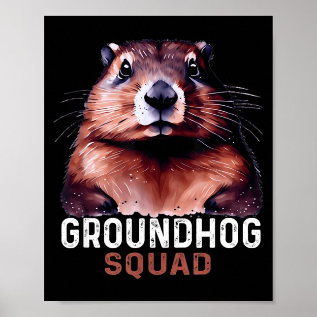 Vintage Groundhog Squad Funny Lovers Groundhog Hap Poster (Front)