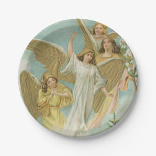 Vintage Group of Christmas Angels Paper Plate
