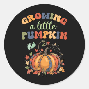Vintage Growing A Little Pumpkin Thanksgiving Preg Classic Round Sticker