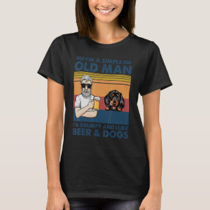 Vintage Grumpy Old Man Like Beer And Dogs Dachshun T-Shirt