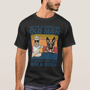 Vintage Grumpy Old Man Like Beer And German Shephe T-Shirt