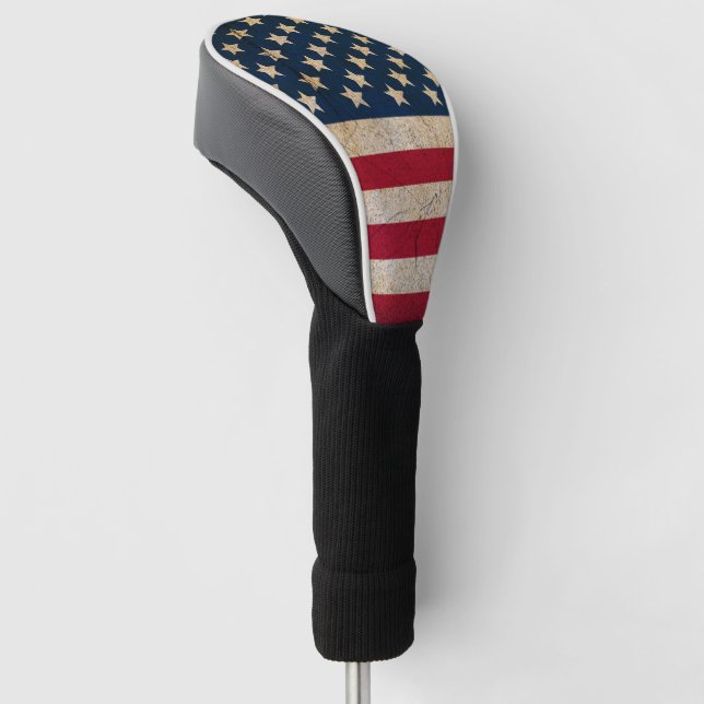 Vintage Grunge American Flag Golf Head Cover (Angled)