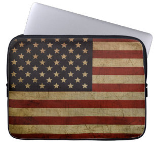Vintage Grunge American Flag Laptop Sleeve