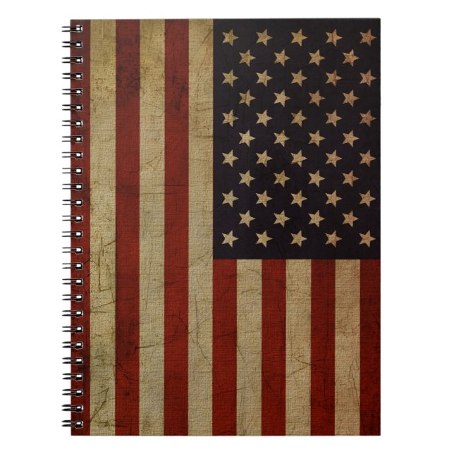 Vintage Grunge American Flag Notebook (Front)