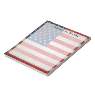 Vintage Grunge American Flag Patriotic Design Notepad