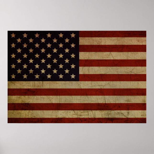 Vintage Grunge American Flag Poster (Front)