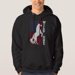 Vintage Grunge American USA Flag Wild One Mustang Hoodie