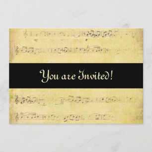 Vintage Grunge Antique Musical Notes Invitations