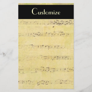 Vintage Grunge Antique Musical Notes Stationery