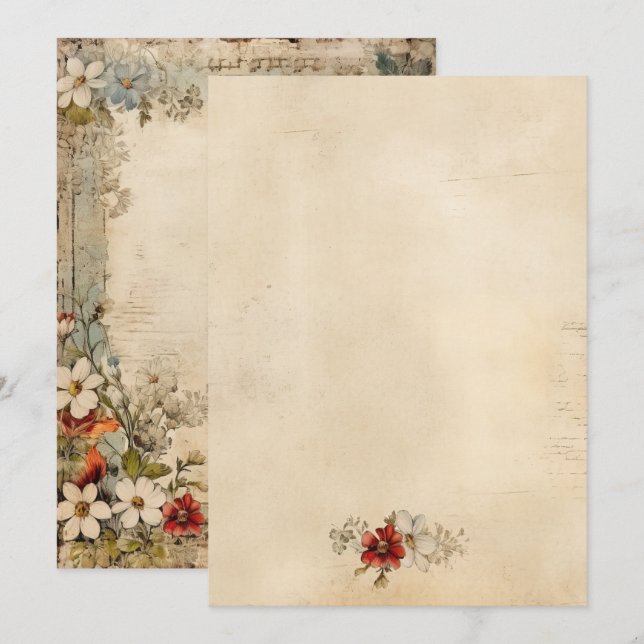 Vintage Grunge Artisan Botanical Parchment Card (Front/Back)
