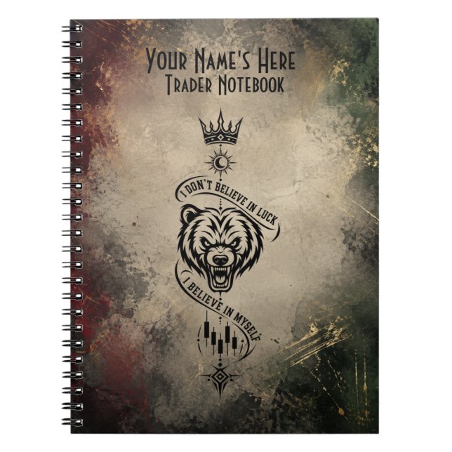 Vintage Grunge Bear Trader Mindset – Believe  Notebook (Front)
