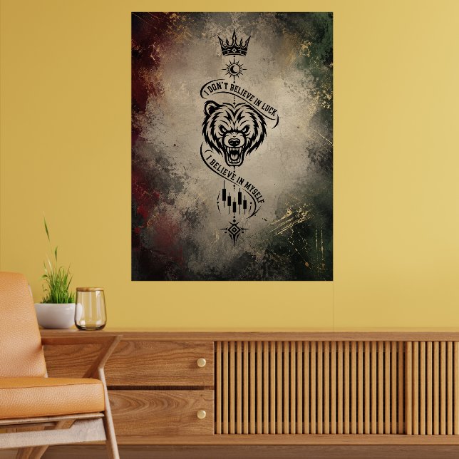 Vintage Grunge Bear Trader Mindset – Believe  Poster (Living Room 2)