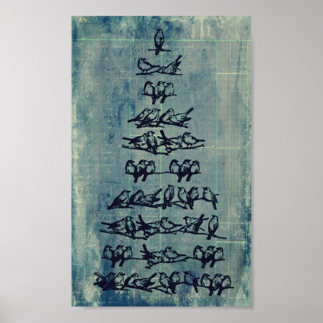 Vintage Grunge Bird Tree Poster (Front)