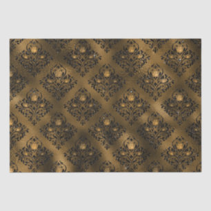 Vintage Grunge Black and Gold Rose Damask Tissue Paper