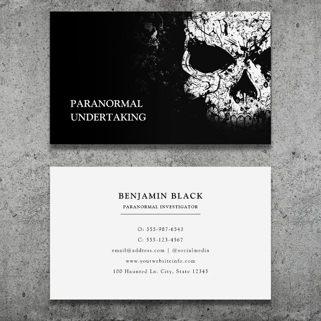 Vintage Grunge Black Gothic Skull Business Card (Creator Uploaded)