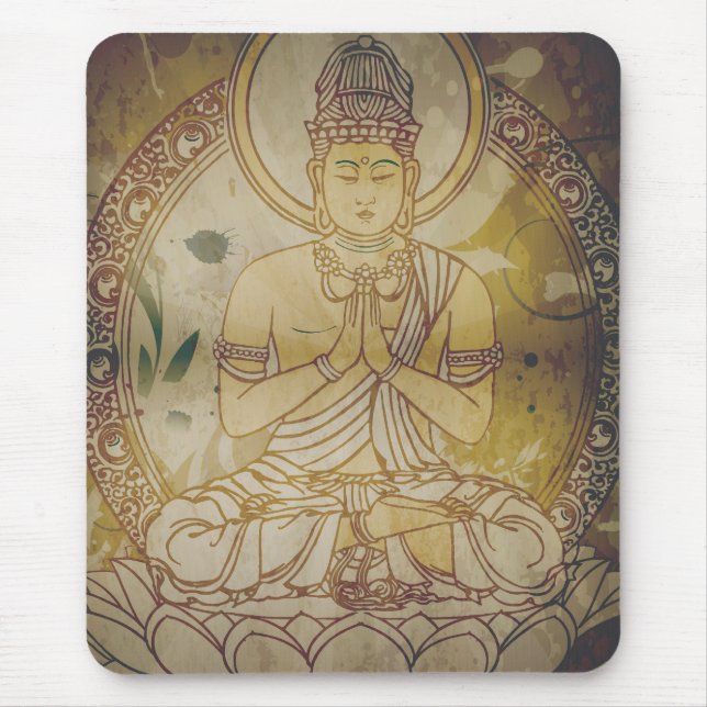 Vintage Grunge Buddha Mouse Mat (Front)