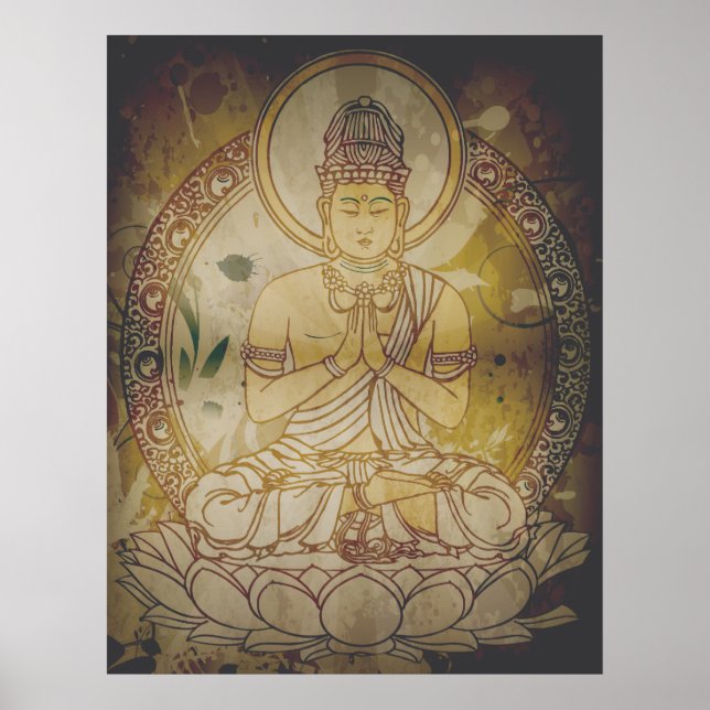 Vintage Grunge Buddha Poster (Front)