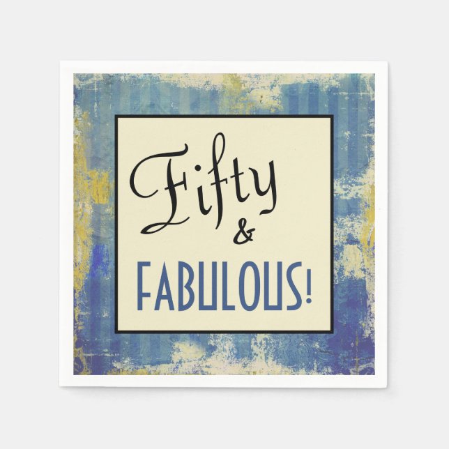 Vintage Grunge Chic Fifty & FABULOUS! Birthday Napkin (Front)