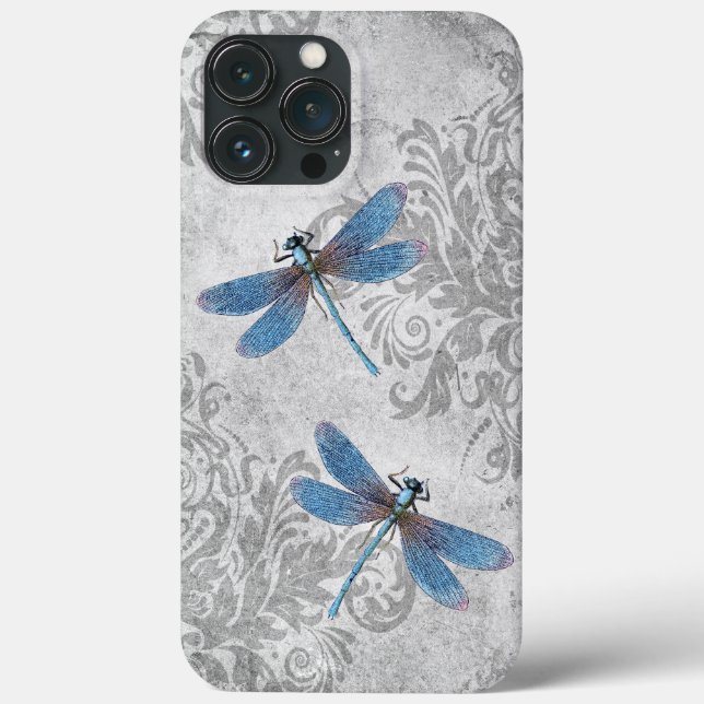 Vintage Grunge Damask Dragonflies Case-Mate iPhone Case (Back)