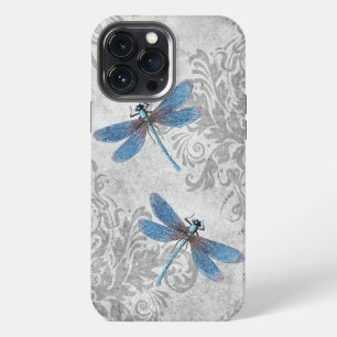 Vintage Grunge Damask Dragonflies iPhone 13 Pro Max Case