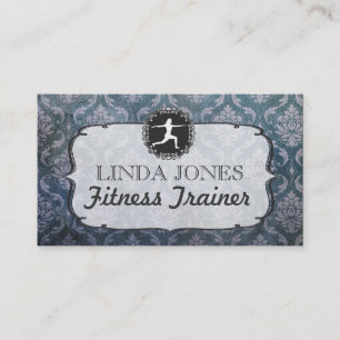 Vintage Grunge Damask Gym Fitness Trainer Cards