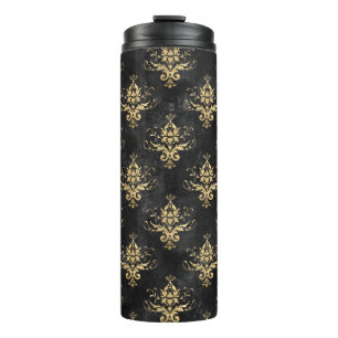 Vintage Grunge Damask Thermal Tumbler