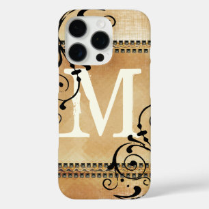 Vintage Grunge Faux Nail Head Monogram iPhone 16 Pro Case