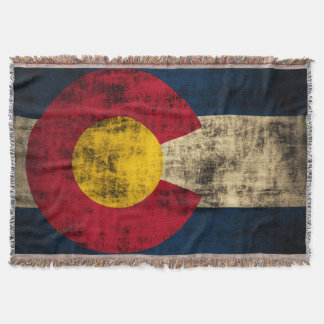 Vintage Grunge Flag of Colorado Throw Blanket