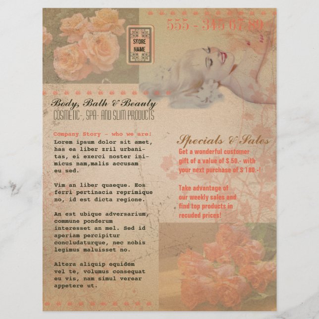 Vintage Grunge Flower - Flyer (Front)