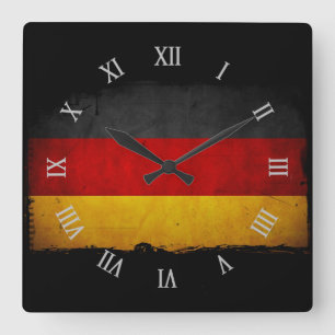 Vintage Grunge Germany Flag Square Wall Clock